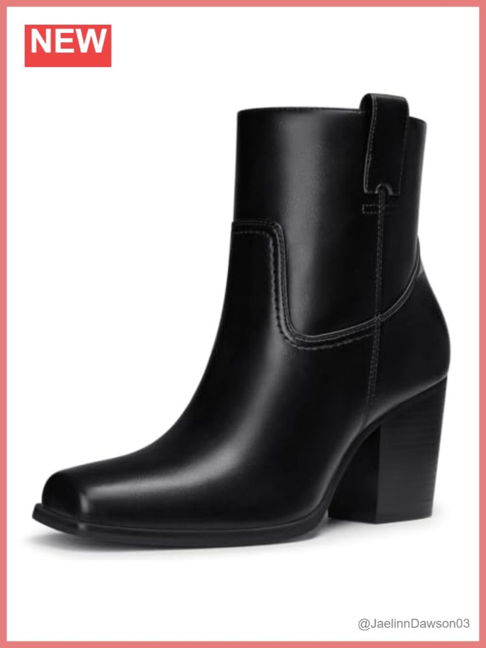 Women's PU Leather Ankle Boots Chunky Block Heel Side Zip Booties